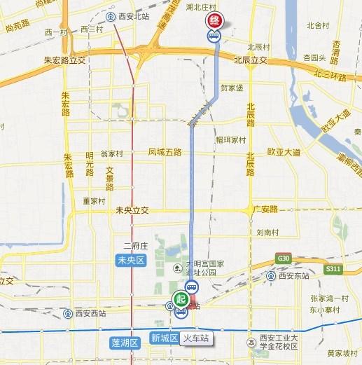 西安火车站到北三环大明宫建材市场怎么走